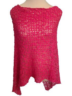 Lost River Soft Popcorn Knit Poncho Hot Fuchsia One Size NWT
